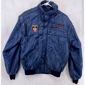 Diego Maradona Bomber Flight Jacket Mens Size Medium  Dark Blue Vintage